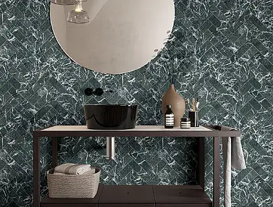 Background tile, Effect other marbles, Color navy blue, Unglazed porcelain stoneware, 7.5x30 cm, Finish matte