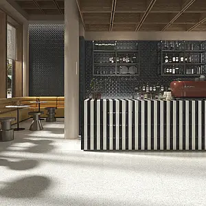 Background tile, Effect terrazzo, Color white, Unglazed porcelain stoneware, 80x80 cm, Finish matte