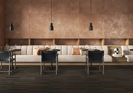 Background tile, Effect wood, Color black, Glazed porcelain stoneware, 4.8x45 cm, Finish antislip