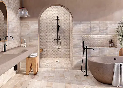 Background tile, Effect terracotta, Color beige, Glazed porcelain stoneware, 7.5x30 cm, Finish antislip