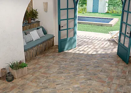 Background tile, Effect terracotta, Color brown, Glazed porcelain stoneware, 7.5x30 cm, Finish antislip