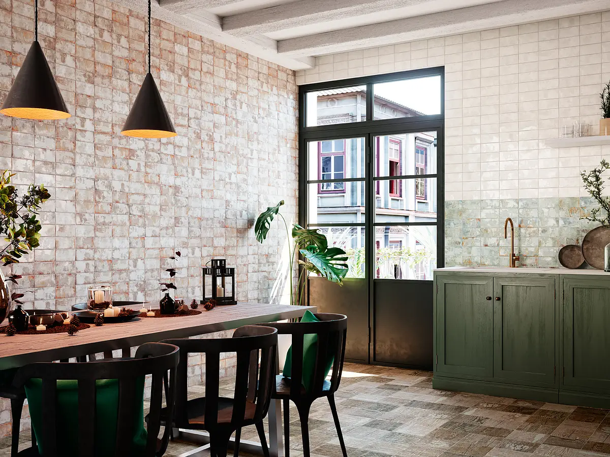 Background tile, Color beige, Ceramics, 7.5x15 cm, Finish glossy