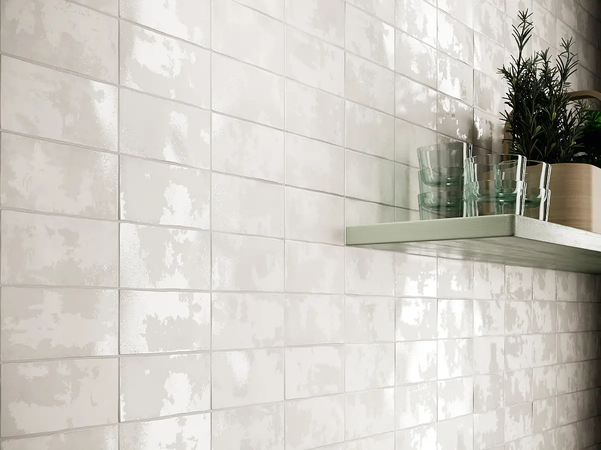 Background tile, Color grey, Ceramics, 7.5x15 cm, Finish glossy