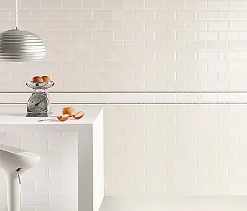 Piastrella di fondo, Effetto unicolore, Colore bianco, Stile metropolitana parigina, Ceramica, 10x20 cm, Superficie lucida