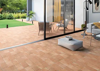 Background tile, Effect terracotta, Color brown, Glazed porcelain stoneware, 15x30 cm, Finish antislip