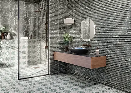 Background tile, Effect other marbles, Color black, Ceramics, 15x30 cm, Finish 3D