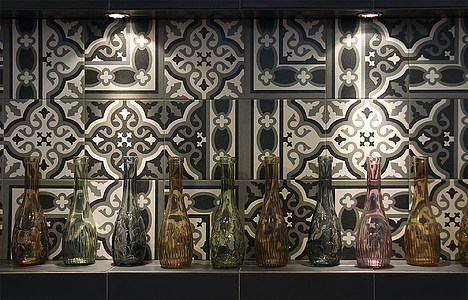 Keramische tegels Florentine geproduceerd door Mainzu Ceramica, Stijl patchwork, imitatie cementtegels