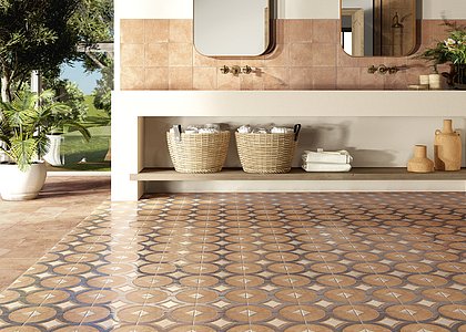 Background tile, Effect terracotta, Color brown, Glazed porcelain stoneware, 20x20 cm, Finish antislip