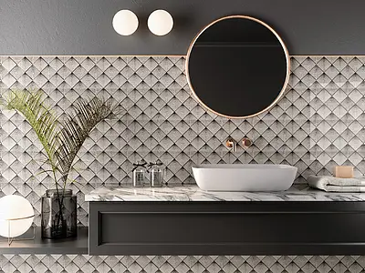 Background tile, Color grey, Style art déco, Ceramics, 20x20 cm, Finish glossy