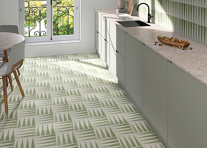 Background tile, Effect other stones, Color green,white, Glazed porcelain stoneware, 20x20 cm, Finish antislip