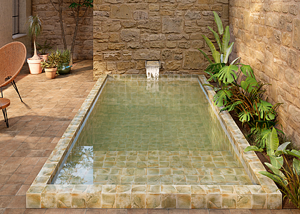 Background tile, Color green,yellow, Glazed porcelain stoneware, 15x15 cm, Finish glossy