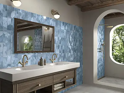 Background tile, Color sky blue, Ceramics, 6.5x20 cm, Finish matte