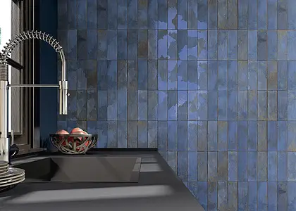 Background tile, Color navy blue, Ceramics, 6.5x20 cm, Finish matte