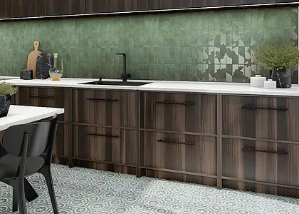 Background tile, Color green, Ceramics, 6.5x20 cm, Finish matte