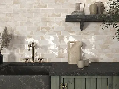 Background tile, Color white, Ceramics, 6.5x20 cm, Finish matte