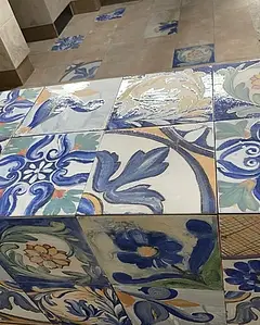 Background tile, Color multicolor, Style patchwork,handmade, Glazed porcelain stoneware, 20x20 cm, Finish aged