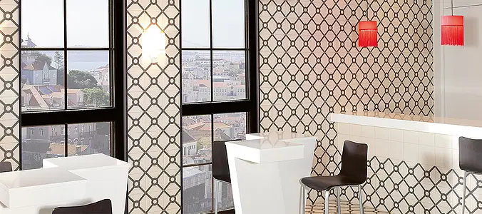 Background tile, Color black & white, Style victorian, Ceramics, 20x20 cm, Finish Honed