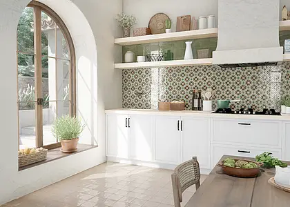 Background tile, Color white, Glazed porcelain stoneware, 15x15 cm, Finish glossy