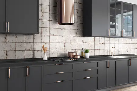 Background tile, Effect metal, Color grey, Glazed porcelain stoneware, 20x20 cm, Finish aged