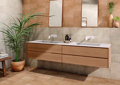 Mosaic effect tiles, Color beige, Style oriental, Glazed porcelain stoneware, 20x20 cm, Finish glossy