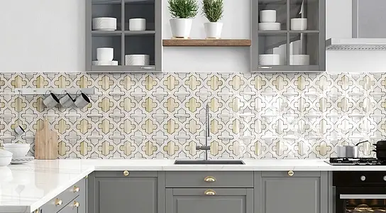 Background tile, Color grey, Ceramics, 15x15 cm, Finish glossy