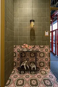 Background tile, Effect faux encaustic tiles, Color pink,multicolor, Glazed porcelain stoneware, 20x20 cm, Finish antislip