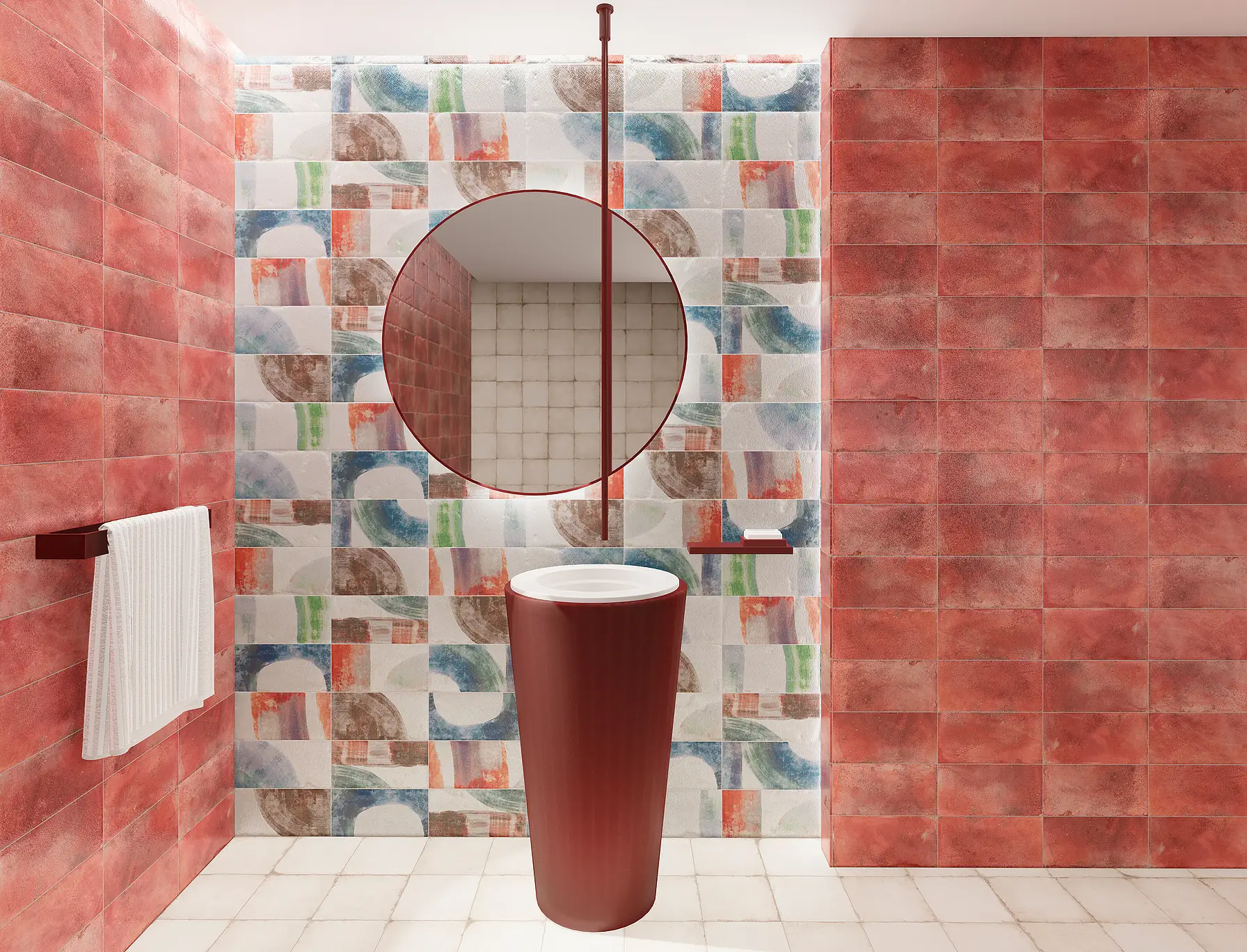 Background tile, Color multicolor, Style patchwork, Ceramics, 15x30 cm, Finish glossy