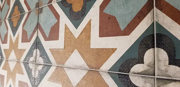 Bakgrunnsflis, Farge flerfarget, Keramikk, 15x30 cm, Overflate matt