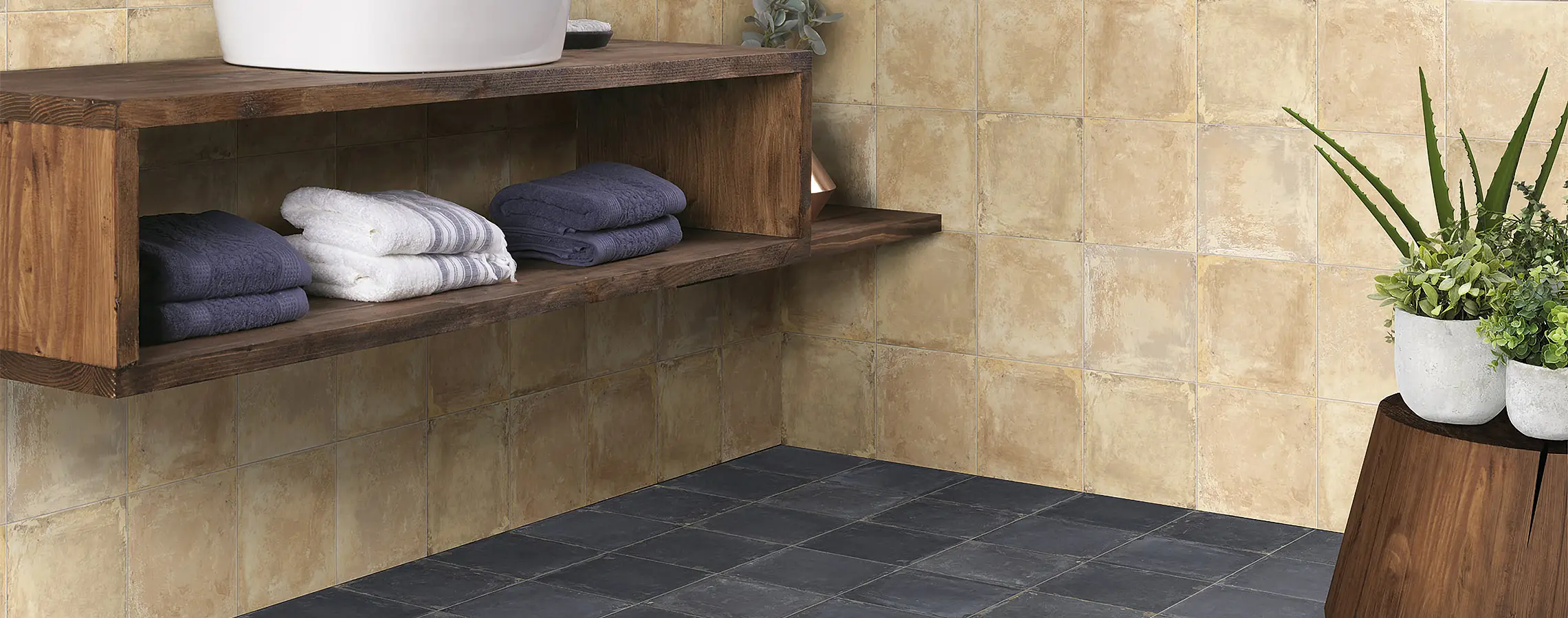 Background tile, Effect concrete, Color navy blue, Glazed porcelain stoneware, 20x20 cm, Finish antislip