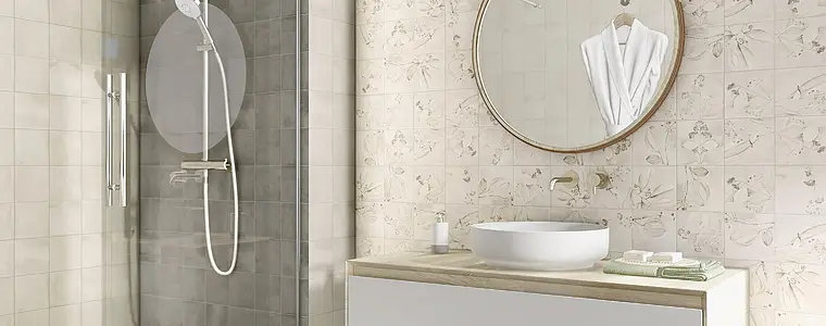 Background tile, Color beige, Style patchwork, Glazed porcelain stoneware, 15x15 cm, Finish antislip