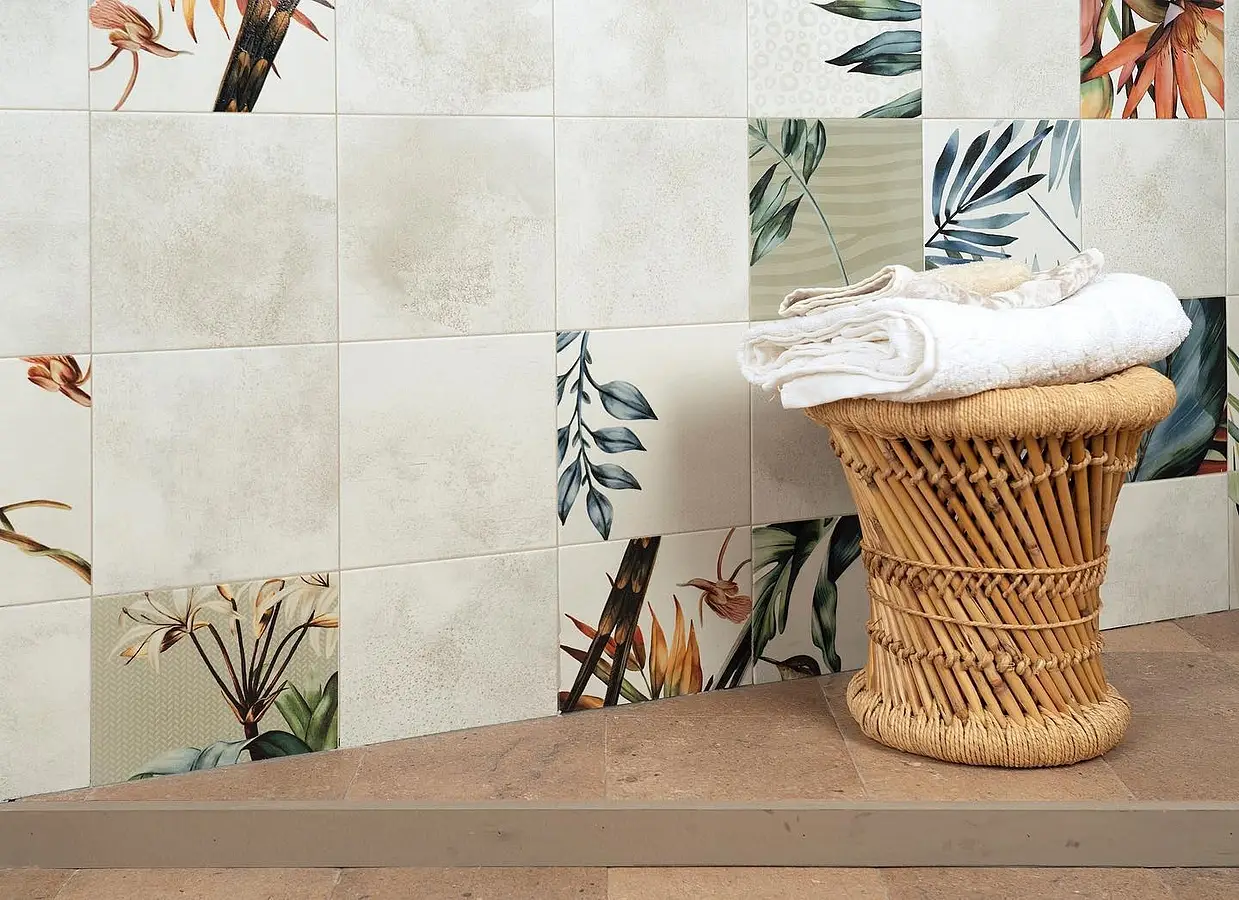 Background tile, Color multicolor, Style patchwork, Ceramics, 20x20 cm, Finish matte