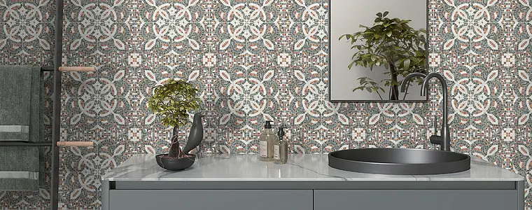 Mosaic effect tiles, Color multicolor, Glazed porcelain stoneware, 20x20 cm, Finish antislip