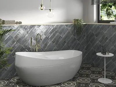 Background tile, Color navy blue,grey, Ceramics, 10x30 cm, Finish matte
