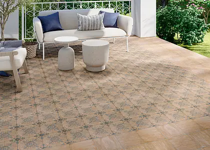 Background tile, Effect wood, Color beige, Glazed porcelain stoneware, 20x20 cm, Finish matte