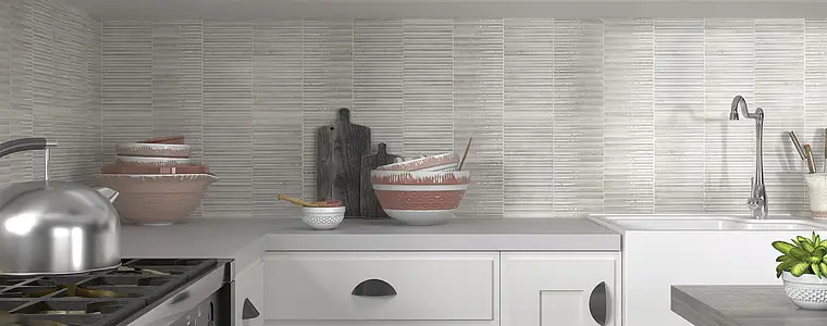 Color grey,white, Background tile, Ceramics, 15x30 cm, Finish glossy