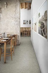 Background tile, Effect terrazzo, Color brown, Unglazed porcelain stoneware, 120x120 cm, Finish antislip