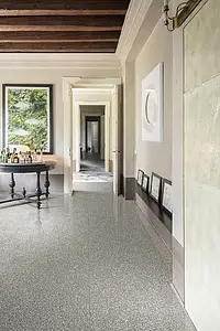 Background tile, Effect terrazzo, Color grey, Unglazed porcelain stoneware, 120x120 cm, Finish antislip
