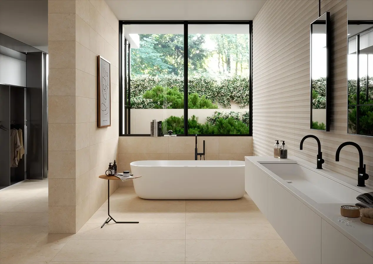 Background tile, Effect other stones, Color beige, Ceramics, 30x90 cm, Finish matte