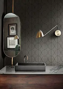 Mosaik, Optik beton, Farbe schwarze, Unglasiertes Feinsteinzeug, 23.8x41.4 cm, Oberfläche rutschfeste