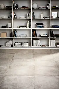 Taustalaatta, Teema terrakotta,betoni, Väri valkoinen väri, Lasittamaton porcellanato, 75x75 cm, Pinta matta