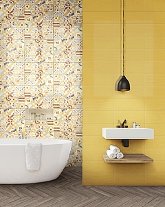 Background tile, Effect unicolor, Color yellow, Ceramics, 20x50 cm, Finish glossy