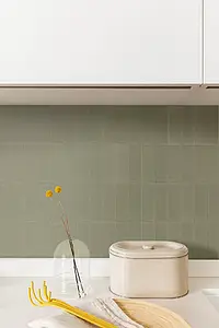Background tile, Effect unicolor, Color green, Glazed porcelain stoneware, 5x15 cm, Finish Honed