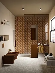 Background tile, Effect faux encaustic tiles, Color brown, Unglazed porcelain stoneware, 20x20 cm, Finish antislip