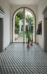 Grundflise, Effekt marokkanske fliser, Farve grå, Uglaseret porcelænsstentøj, 20x20 cm, Overflade skridsikker