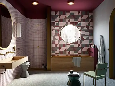 Mosaico, Effetto unicolore, Colore rosa, Ceramica, 40x40 cm, Superficie opaca