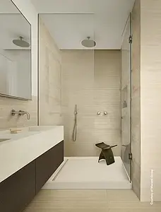 Hintergrundfliesen, Optik travertin, Farbe beige, Keramik, 33x100 cm, Oberfläche matte