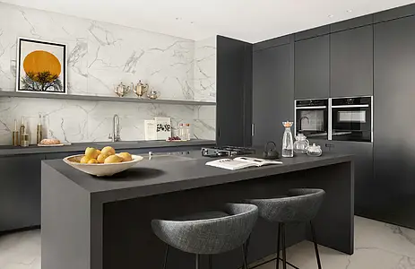 Background tile, Effect statuario, Color white, Ceramics, 33x100 cm, Finish matte