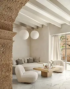 Background tile, Effect statuario, Color white, Unglazed porcelain stoneware, 100x100 cm, Finish matte