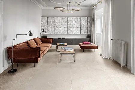 Background tile, Effect travertine, Color beige, Unglazed porcelain stoneware, 100x100 cm, Finish matte