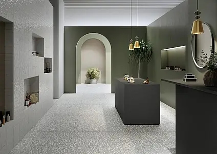 Effekt terrazzo, Farve beige, Grundflise, Uglaseret porcelænsstentøj, 120x120 cm, Overflade mat